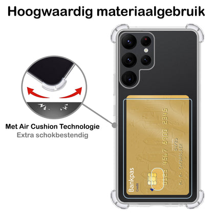 Samsung S22 Ultra Hoesje Kaarthouder Backcover Shockproof - Transparant