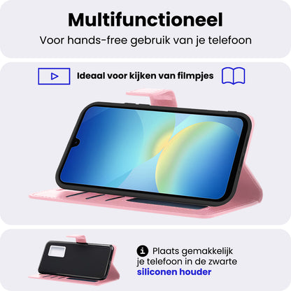 Samsung A26 Hoesje Bookcase Cover met Kaarthouder - Lichtroze