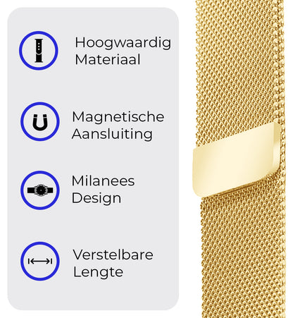 Milanese Horlogeband Geschikt voor Samsung Watch 5 Bandje Milanees - Polsbandje Met Magneetsluiting Geschikt voor Samsung Galaxy Watch 5 Bandje Milanees - Goud
