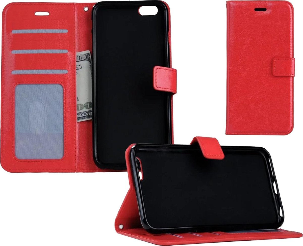 Hoes Geschikt voor iPhone 5 Hoes Bookcase Hoesje - Rood