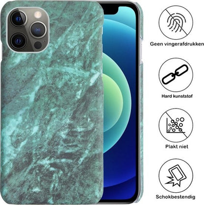 iPhone 12 Pro Max Hoesje Marmer Hard Case Cover - Groen