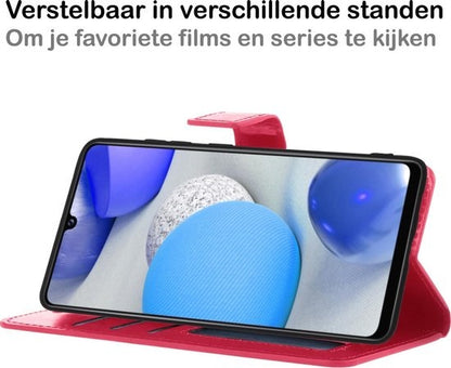 Samsung A42 Hoesje Bookcase Cover met Kaarthouder - Donkerroze