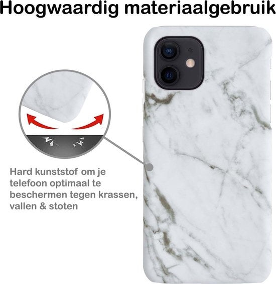 iPhone 12 Hoesje Marmer - Wit