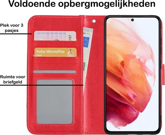 Samsung S21 Plus Hoesje Book Case Kunstleer - Rood