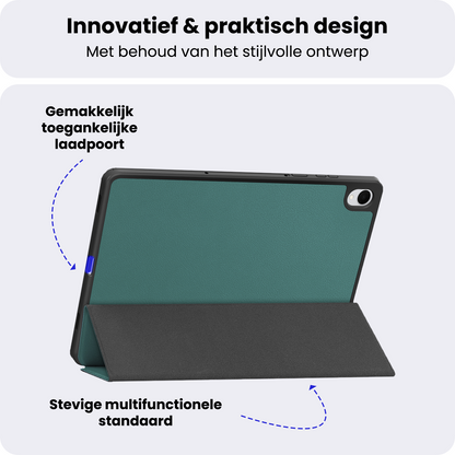 Samsung Galaxy Tab S11 Trifold Bookcase Hoes met Penhouder voor S Pen - Donkergroen