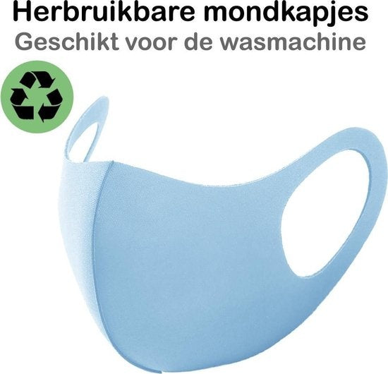 Mondkapje Wasbaar Blauw Mondmasker Wasbaar Mondkapje Wasbare Mondkapjes Niet Medisch Elastisch Universeel