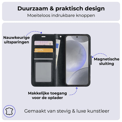 Samsung S24 Hoesje Book Case Kunstleer - Zwart