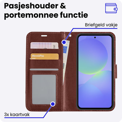 Samsung A36 Hoesje Bookcase Cover met Kaarthouder - Bruin