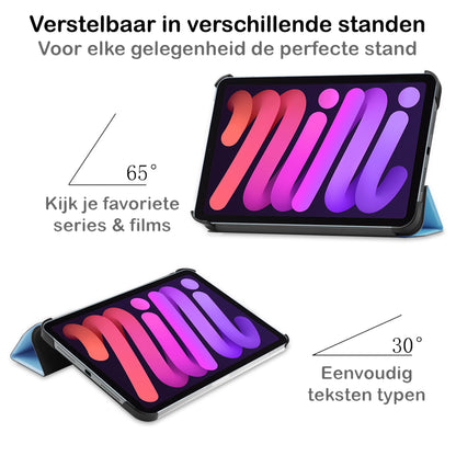 iPad Mini 6 Trifold Bookcase Hoes - Lichtblauw
