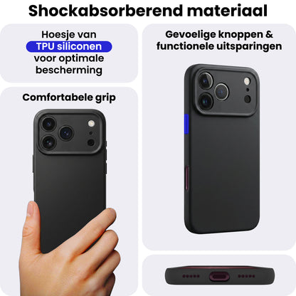 iPhone 18 Pro Hoesje Siliconen Backcover Lichtgewicht - Zwart