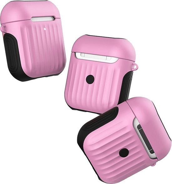 AirPods 2 Hoesje Hard Cover met Ribbels - Lichtroze