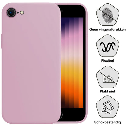 iPhone SE 2022 Hoesje Siliconen Backcover Lichtgewicht - Lila