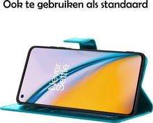 OnePlus Nord 2 Hoesje Bookcase Cover met Kaarthouder - Turquoise