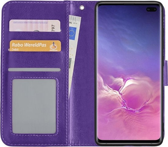 Samsung S10 Hoesje Book Case Kunstleer - Paars