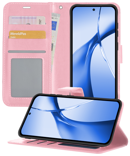OnePlus Nord CE 4 Hoesje Bookcase Cover met Kaarthouder - Lichtroze