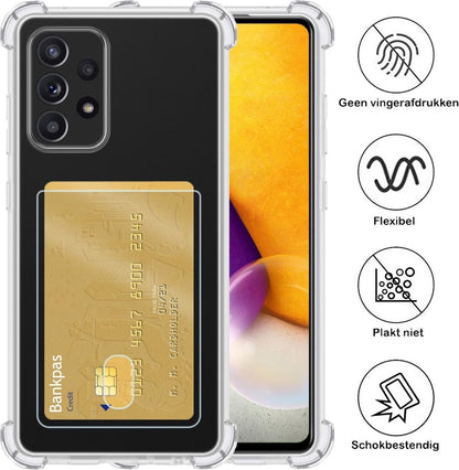 Samsung A72 Hoesje Kaarthouder Backcover Shockproof - Transparant