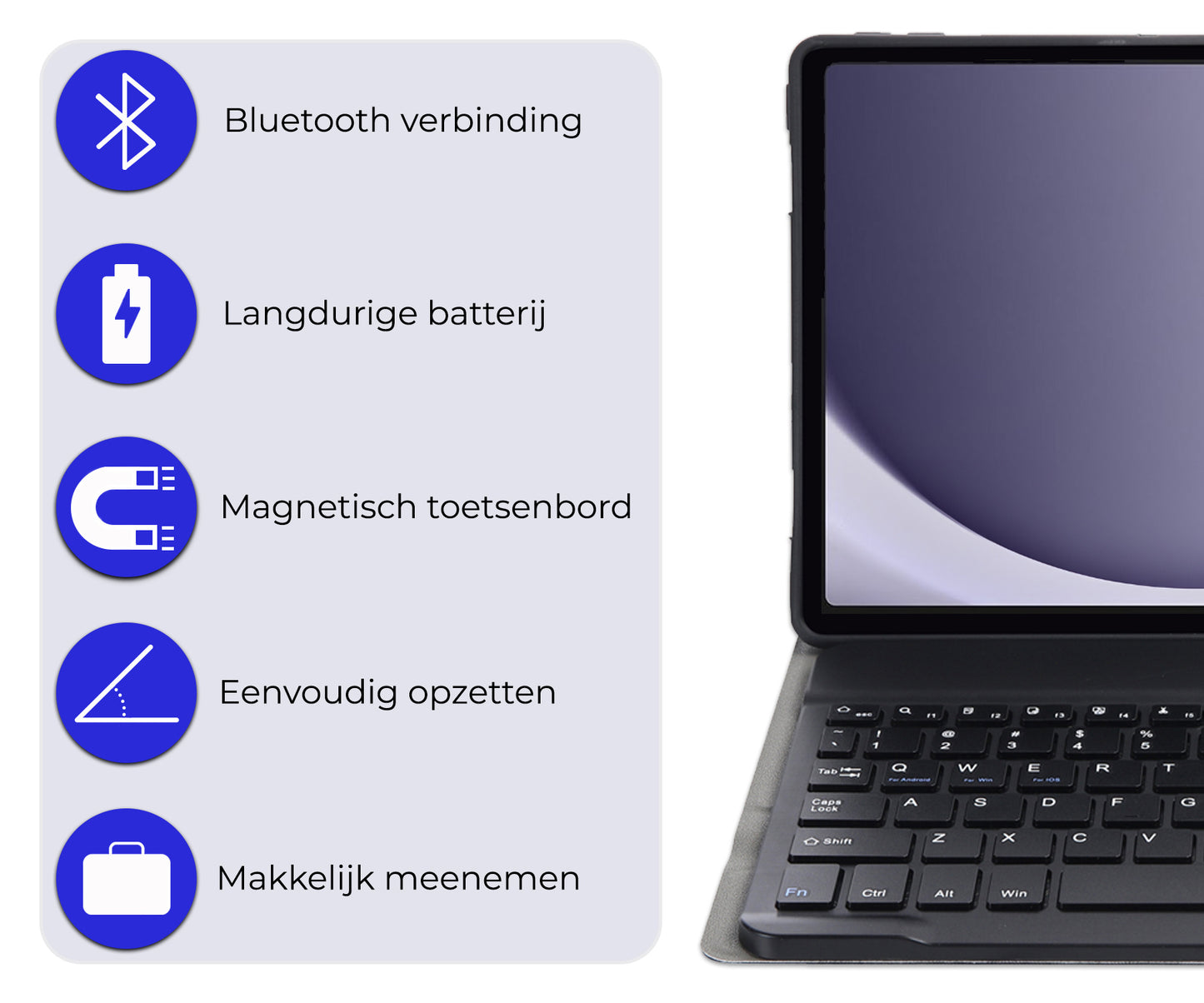 Samsung Galaxy Tab A9 Hoesje Toetsenbord Case Kunstleer - Donkerblauw