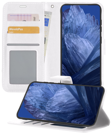 Google Pixel 8a Hoesje Bookcase Cover met Kaarthouder - Wit