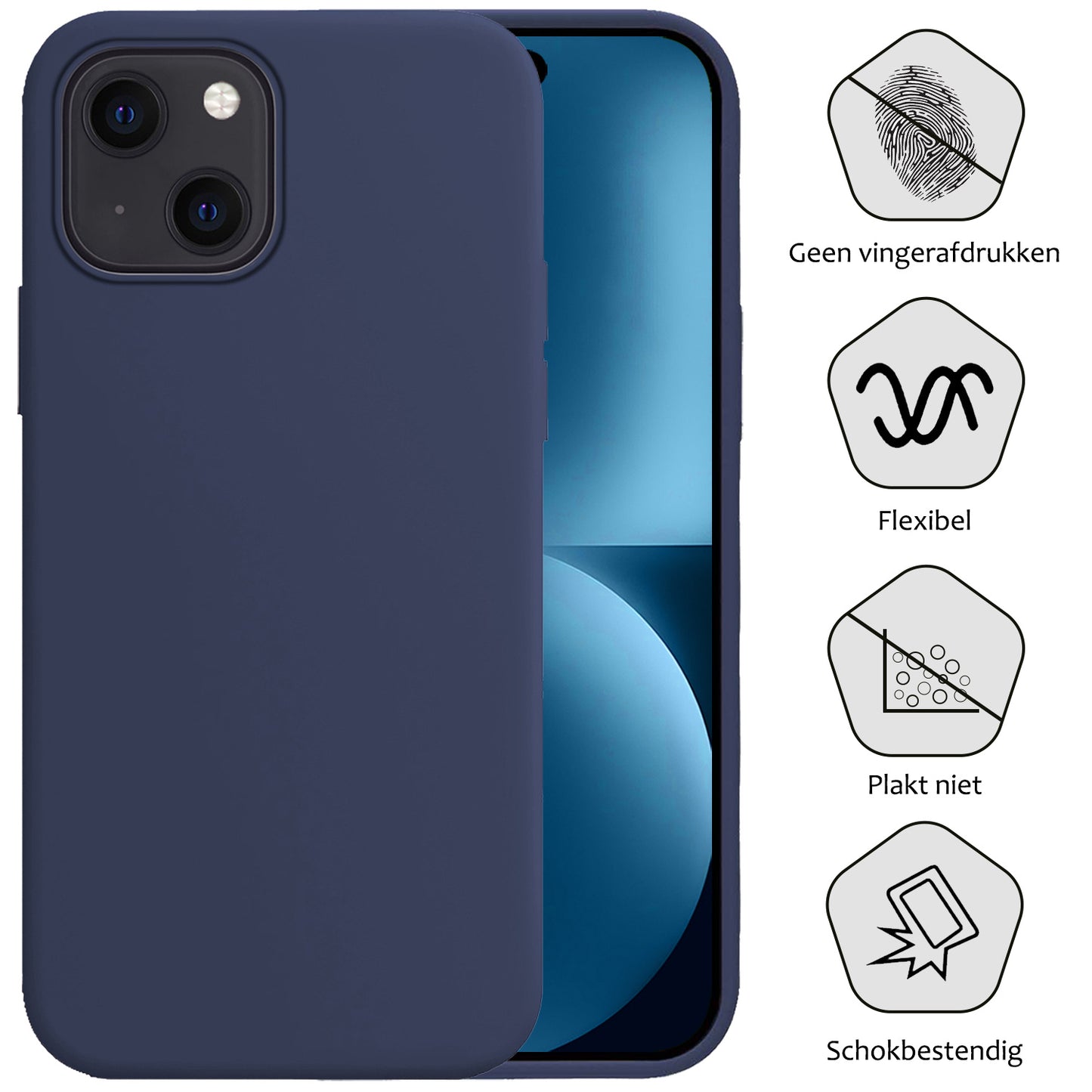 iPhone 15 Hoesje Siliconen - Donkerblauw