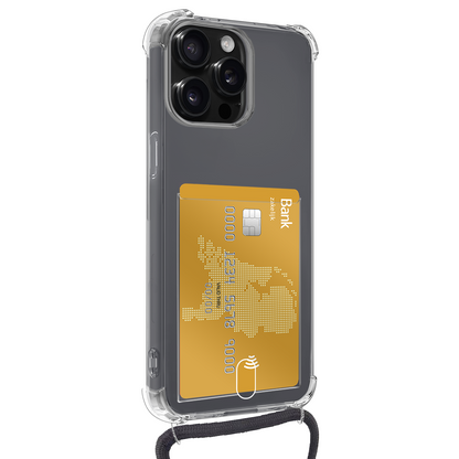iPhone 13 Pro Hoesje Kaarthouder met Koord Backcover Shockproof - Transparant