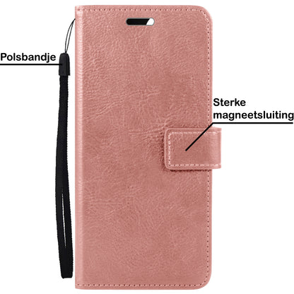 OPPO A16 Hoesje Bookcase Cover met Kaarthouder - Rosé goud