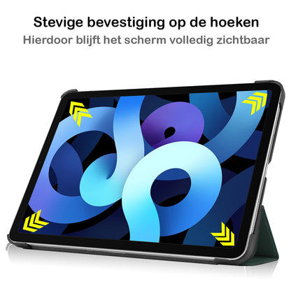 iPad Air 2022 Trifold Bookcase Hoes - Donkergroen