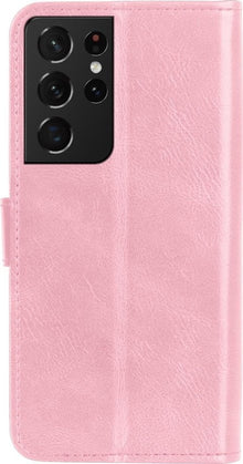 Samsung S21 Ultra Hoesje Bookcase Cover met Kaarthouder - Lichtroze