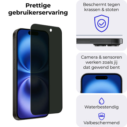 iPhone 16 Plus Screenprotector Gehard Glas - Privacy