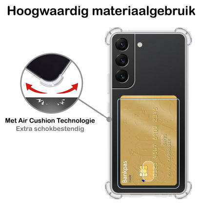 Samsung S22 Hoesje Kaarthouder Backcover Shockproof - Transparant