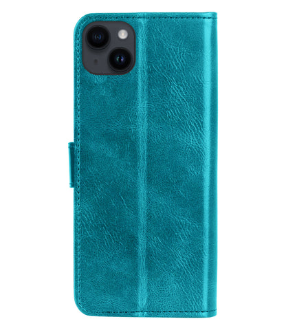 iPhone 15 Plus Hoesje Bookcase Cover met Kaarthouder - Turquoise