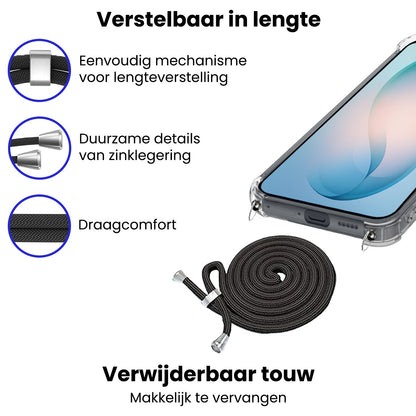 Samsung S26 Plus Hoesje met Koord Backcover Shockproof - Transparant
