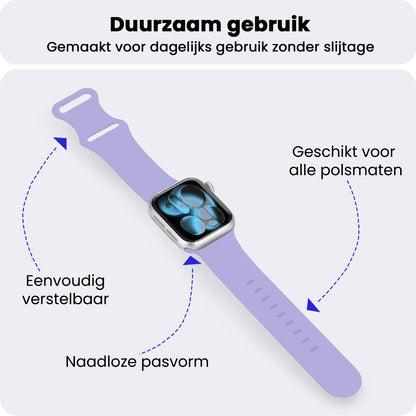 Apple Watch 1, 2, 3, 4, 5, 6, 7, 8, 9, 10, 11, SE - 42/44/45/46 mm Bandje Siliconen met verstelbare polsband - Violet