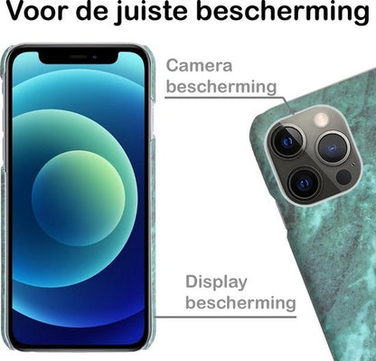 iPhone 12 Pro Hoesje Marmer Hard Case Cover - Groen