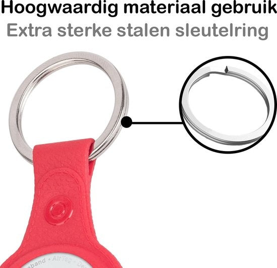 Apple AirTag Sleutelhanger Hoesje Leer - Rood