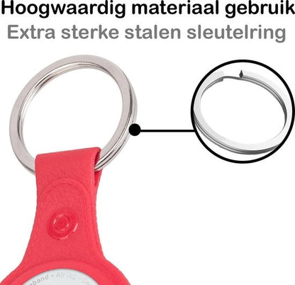 Apple AirTag Sleutelhanger Hoesje Leer - Rood