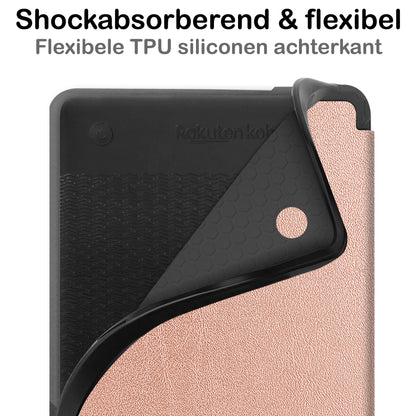 Kobo Clara 2E Bookcase Hoes Shockabsorberend - Rosé Goud