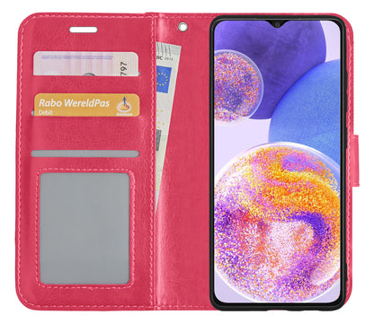 Samsung A23 Hoesje Book Case Kunstleer - Donkerroze