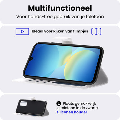 Samsung A26 Hoesje Bookcase Cover met Kaarthouder - Wit