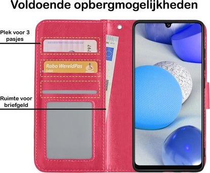 Samsung A42 Hoesje Bookcase Cover met Kaarthouder - Donkerroze