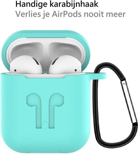 AirPods 2 Hoesje Siliconen 3-in-1 met Clip - Turquoise