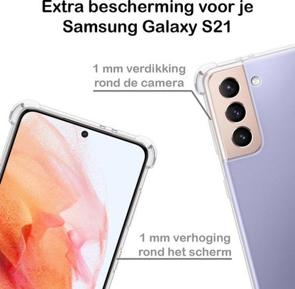 Samsung S21 Hoesje Shockproof Backcover Siliconen - Transparant