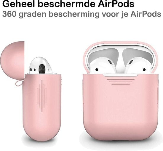 AirPods 2 Hoesje Siliconen met Clip - Lichtroze