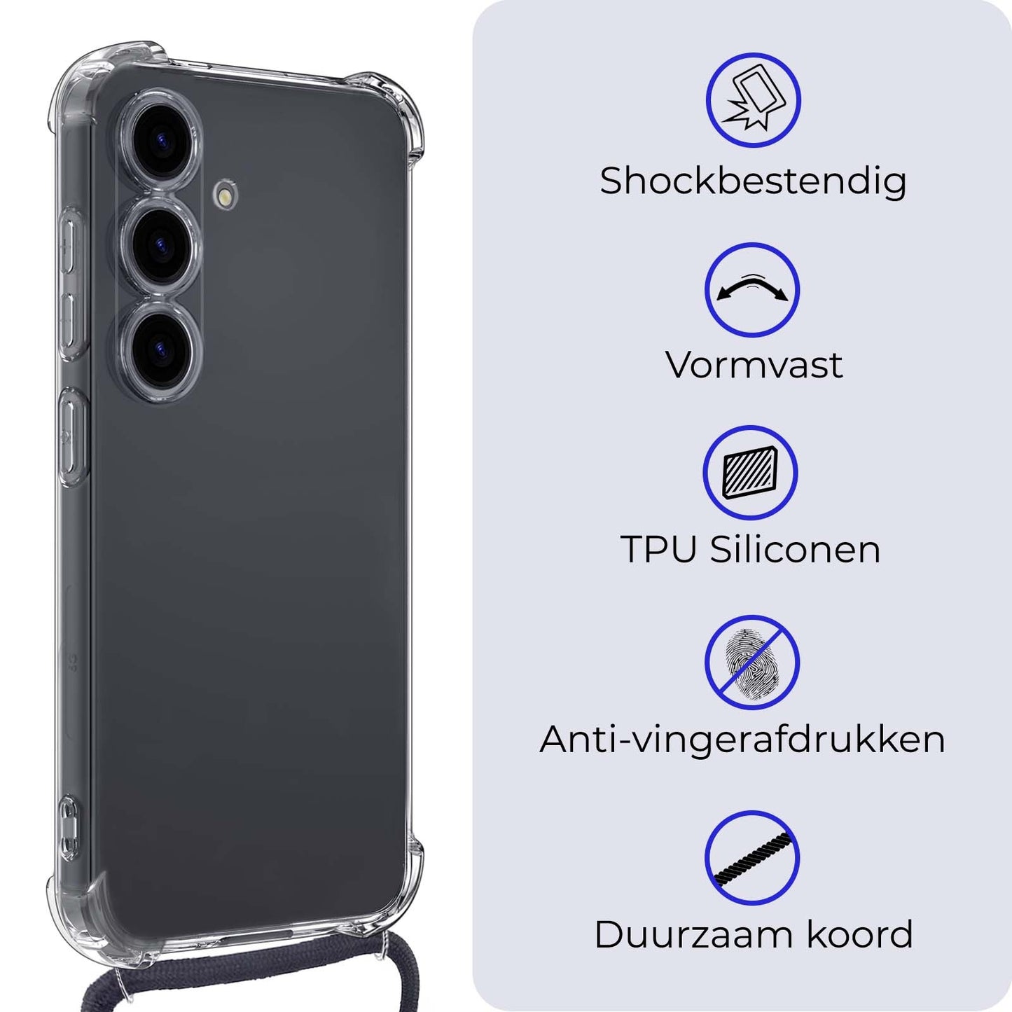 Samsung A35 Hoesje met Koord Siliconen - Transparant