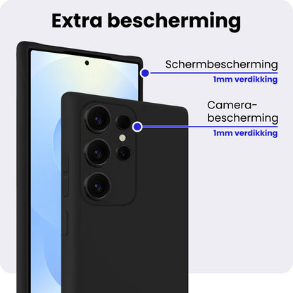Samsung S25 Ultra Hoesje Siliconen Backcover Lichtgewicht - Zwart