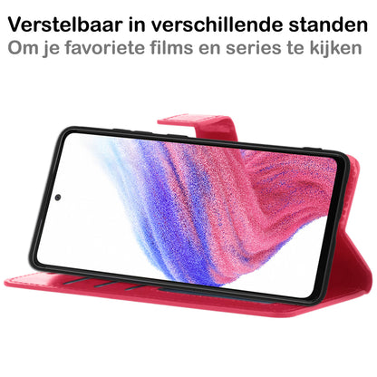 Samsung A53 Hoesje Bookcase Cover met Kaarthouder - Donkerroze