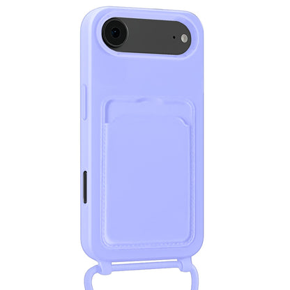 iPhone Air Hoesje Met Telefoonkoord en Pasjeshouder Siliconen - Lila