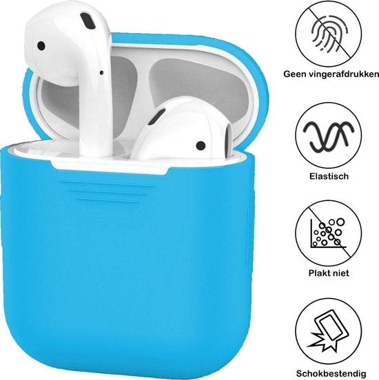 AirPods 2 Hoesje Siliconen met Clip - Lichtblauw