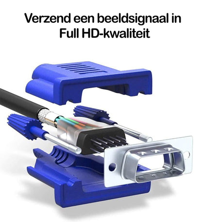 VGA Kabel Adapter Verlengkabel - VGA naar VGA Monitor Kabel 1080p HD - 1.5 Meter - Blauw