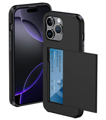iPhone 16 Pro Hoesje Kaarthouder Hard Case Shockproof - Zwart