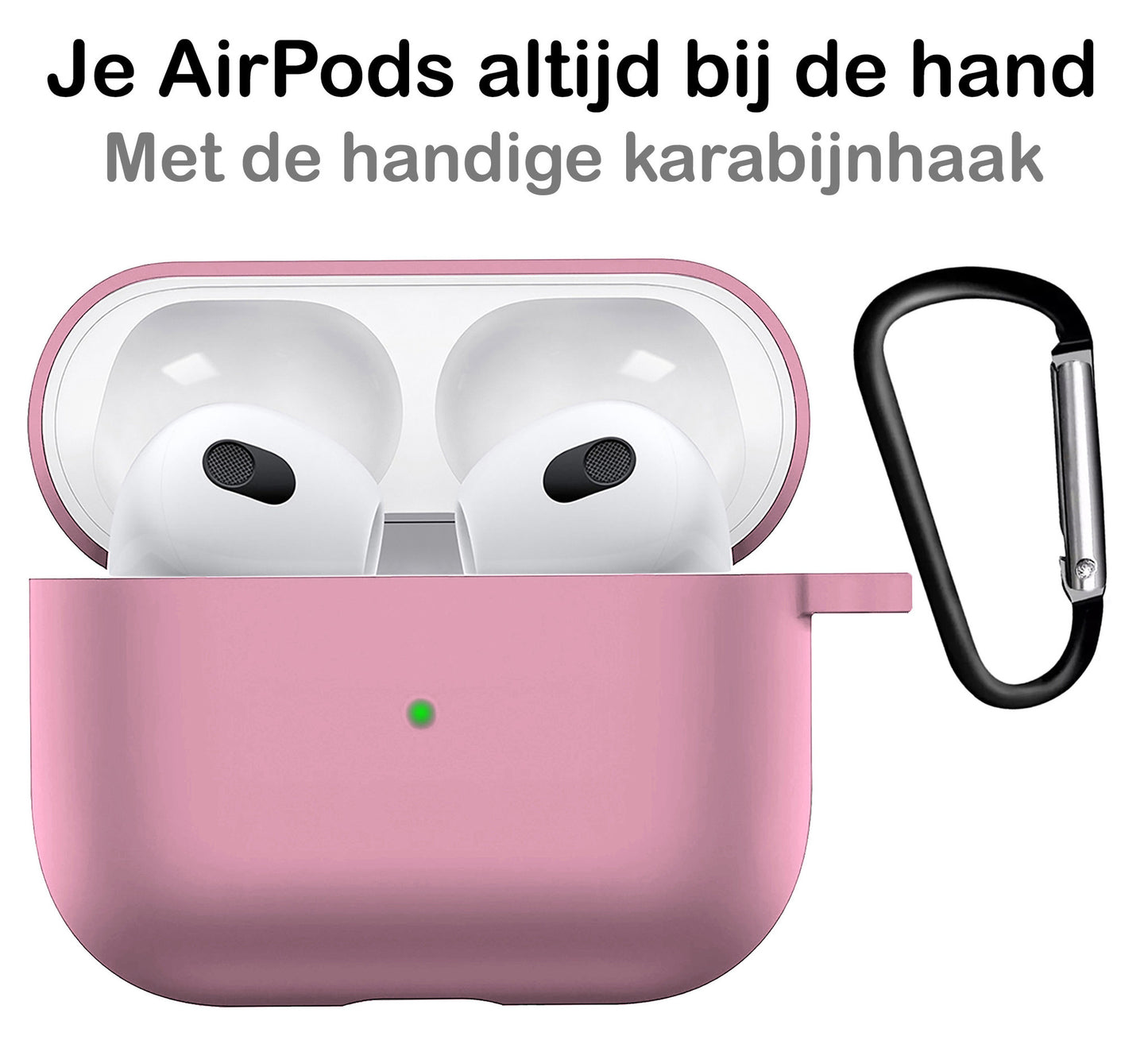 AirPods 3 Hoesje Siliconen met Clip - Lichtroze